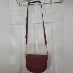 Michael Kors Burgundy Leather Crossbody Bag – Gold Chain Strap (Unused)